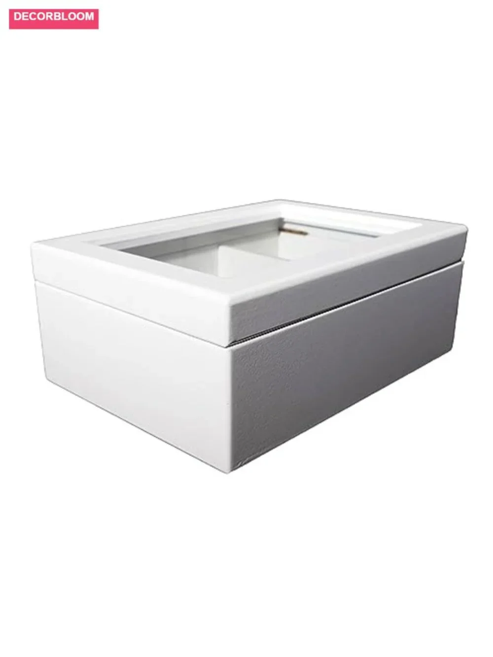 Wooden Tea Organizer With 6 Compartments Clear Top Window Lid Stays Open